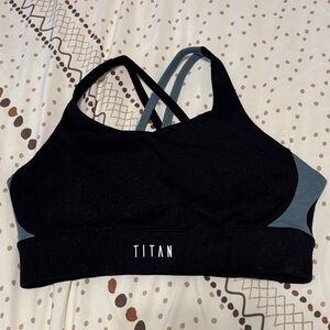 Titan Women's Black and Blue Sports Bra